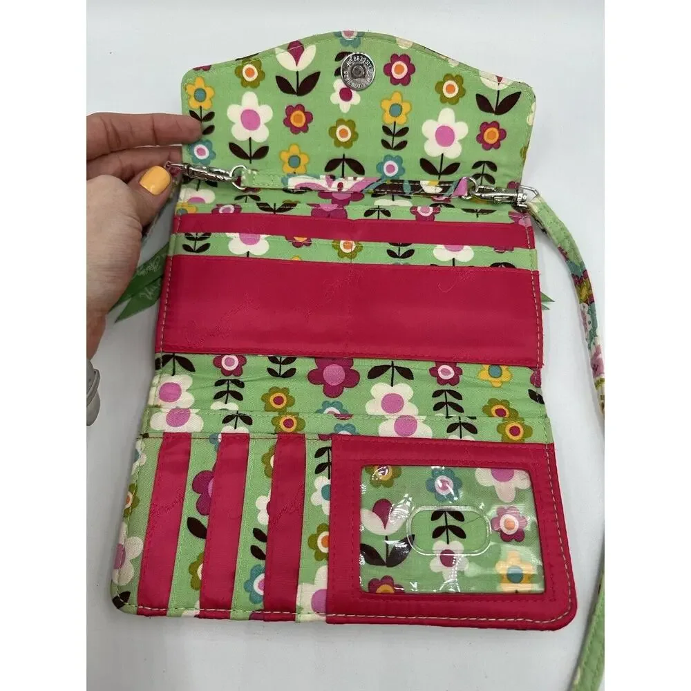 Vera Bradley Tutti Frutti Crossbody Small Wallet Paisley Messenger Purse Bag